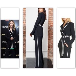 LA LIGNE Le Tuxedo Stripe Two Tone Wide Leg Pants and Tuxedo Jacket Set Size 10